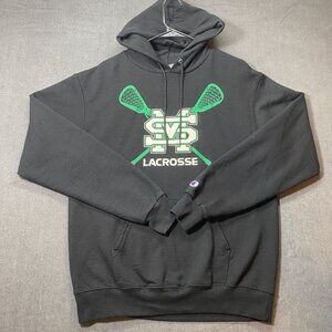 Champion Eco Authentic Black Hoodie MS Lacrosse Print Green Logo Mens Size M